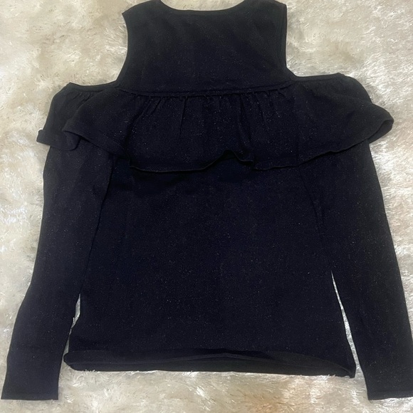 NWT Lilly Pulitzer Burke Sweater Cold Shoulder Ruffle Onyx Metallic Black - Picture 7 of 9